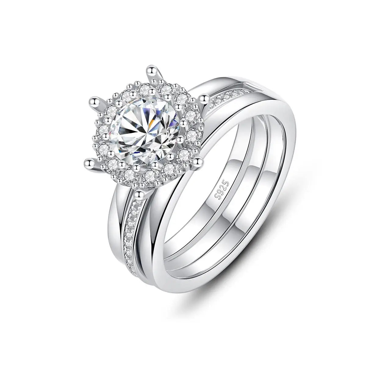 Light Luxury Fine Jewelry Detachable Ring S925 Sterling Silver Wedding Engagement Bridal Ring Set Moissanite Stackable Ring