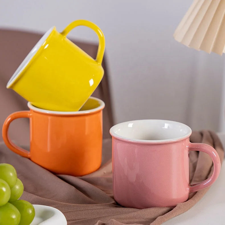 Factory Custom Porcelain Mug with Logo White Coffee Enamel Camping Mug Handle for Printing Classic Design