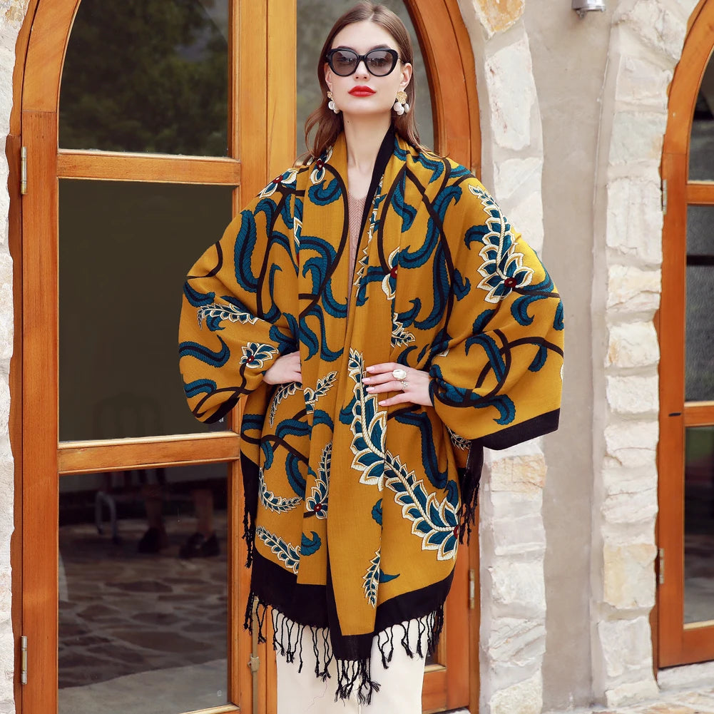 Oversize Large Blanket Cashmere Pashmina Shawls  Soft Dupatta 100% Pure Wool Scarf Wraps for Women