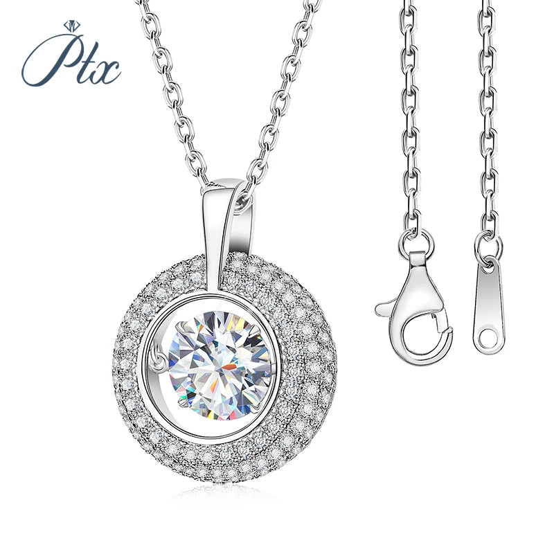 Round-shaped Smart Design VVS 1ct Round Cut Flower Pendant Silver 925 Moissanite Necklace