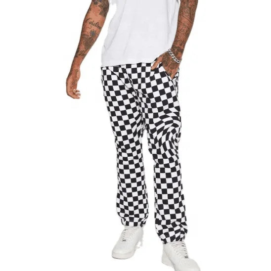 KY New Cotton Checkerboard Check Loose Sweatpants Men Plaid Pants