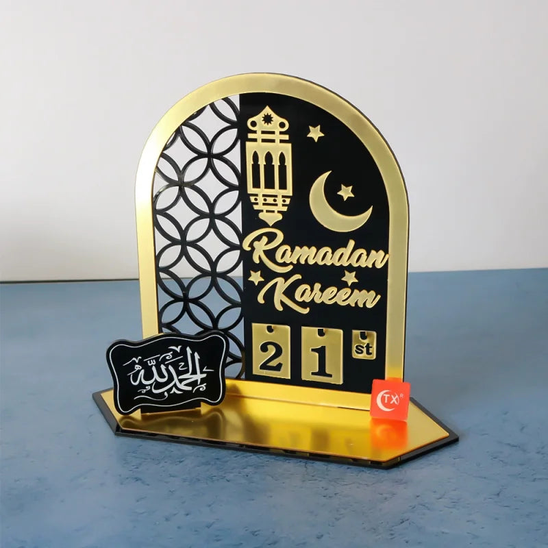 Islamic Religious Ramadan Supplies Acrylic Calendar Moon Display Fasting Countdown Decorations for Gift Giving