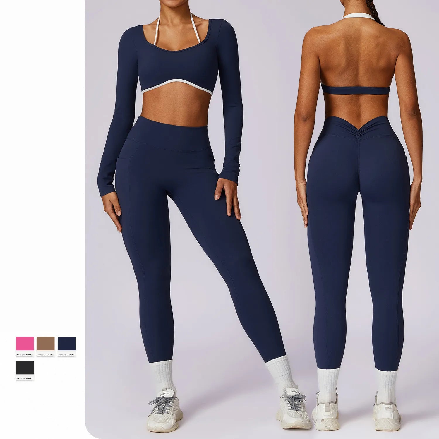 Custom Athletic Active Wear Womens Sportswear Yoga Gym Fitness Clothing Seamless Leggings Workout Set Women