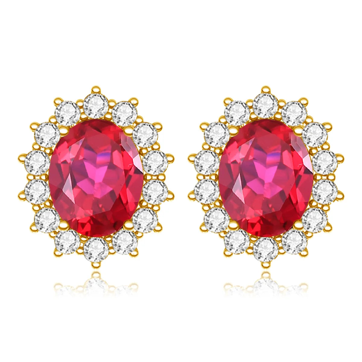 Luxury Sterling Silver 925 Stud Earrings with Ruby Princess Diana Inspired Design for Anniversary Celebrations
