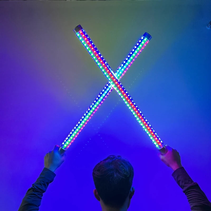 RICHSHINING 60cm Rechargeable LED Light Strobe Baton Nightclub Bar Dance Wands Aluminum Alloy Handheld Flashing Sticks for Pa