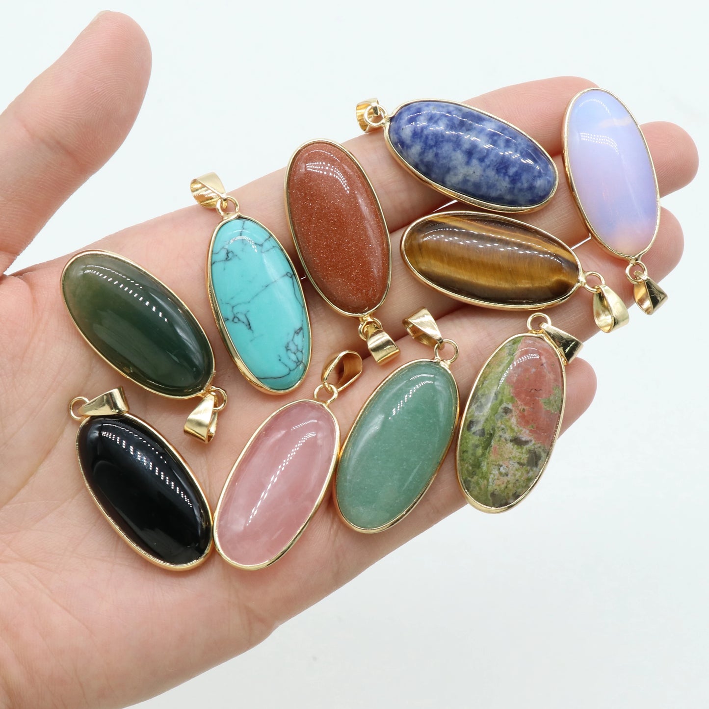 Wholesale Mix Style Water Drop Shape Pendants Turquoise Agate Precious Stone Beads Healing Chakra Charms Gemstone