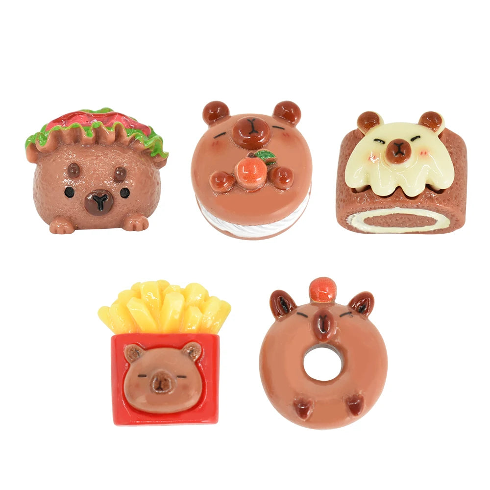 Kawaii Capybara Dessert Cake Bread Resin Food Charms for DIY Jewelry Making Cream Glue Craft Decorative Accessories