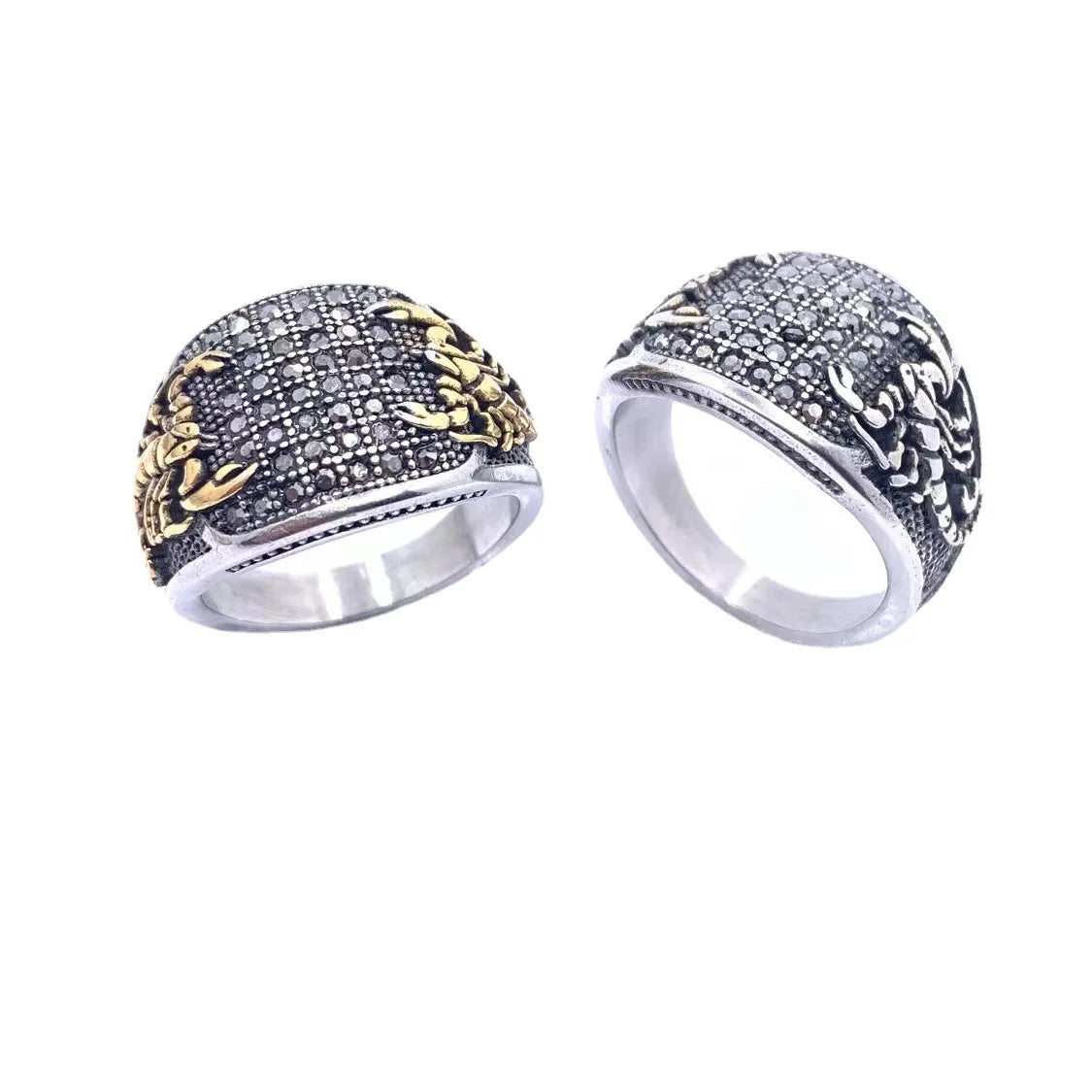 YK New Retro and Personalized Scorpion King Diamond Set Men's Stainless Steel Ring Fashionable Men's Ring Wholesale
