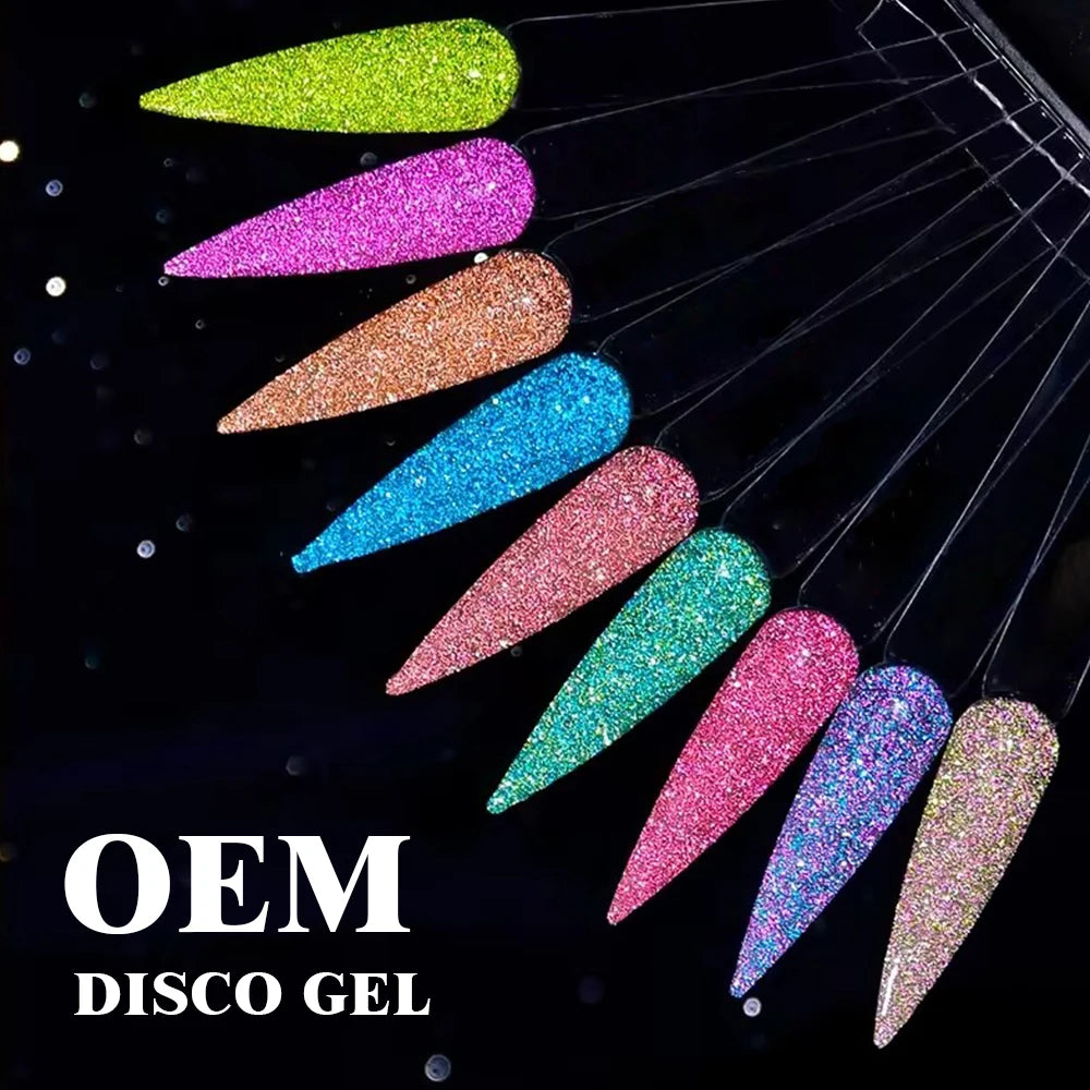 RONIKI Nail Salon DIY Flashing Glitter Nail Polish Gel Varnish Soak Off Reflective Diamond Disco Gel Polish for Salon