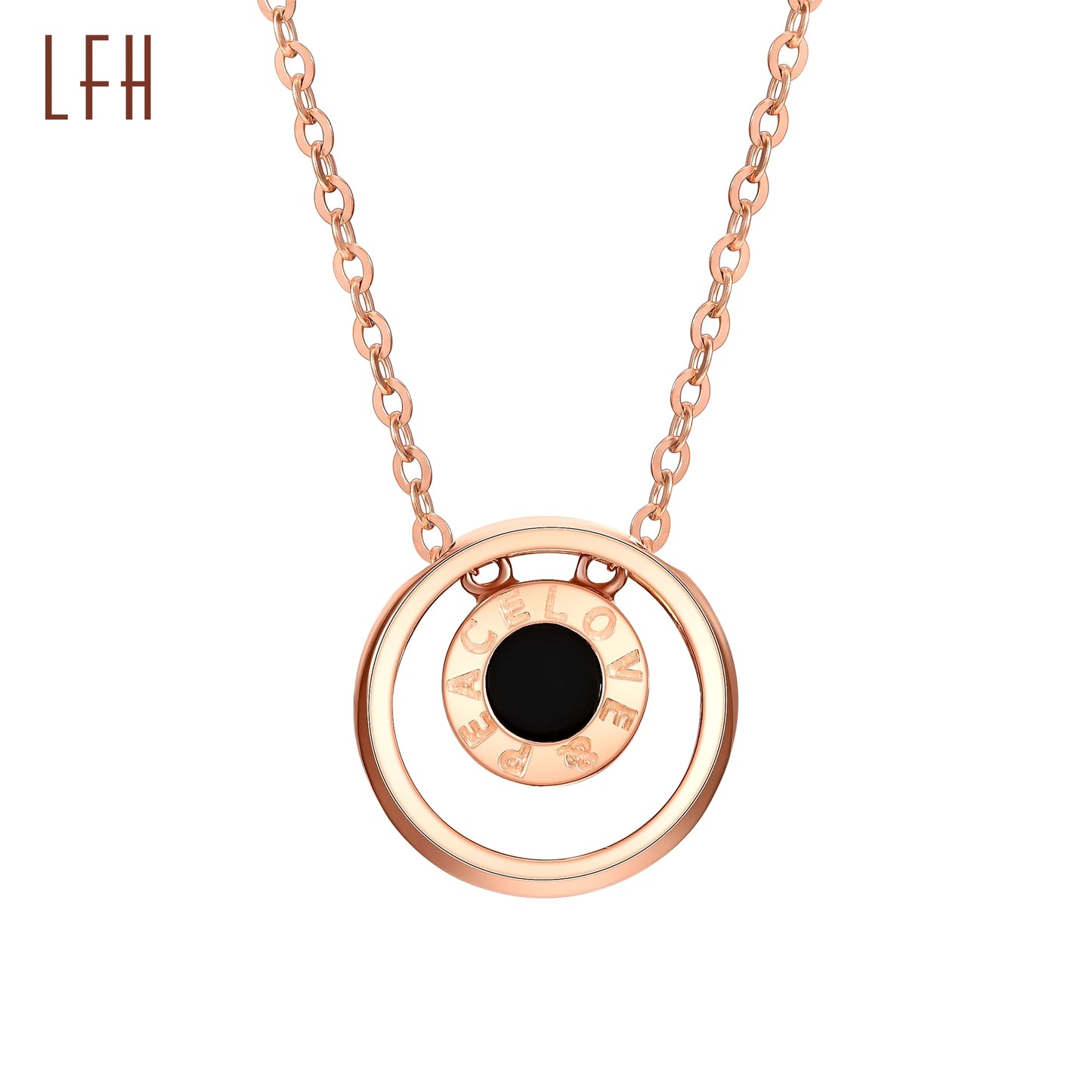 Wholesale 18k Real Pure Rose Gold Round Shell White Black 2 Side Pendant Necklace Saudi Gold Jewelry Pawnable 18k Real 18k Go