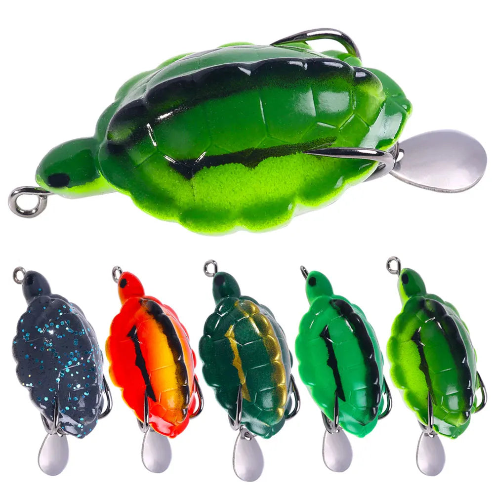 5.5CM 13.4G TopWater Tortoise Lure Soft Fishing Frog Lures With Spinner Blade Soft Fishing Bait