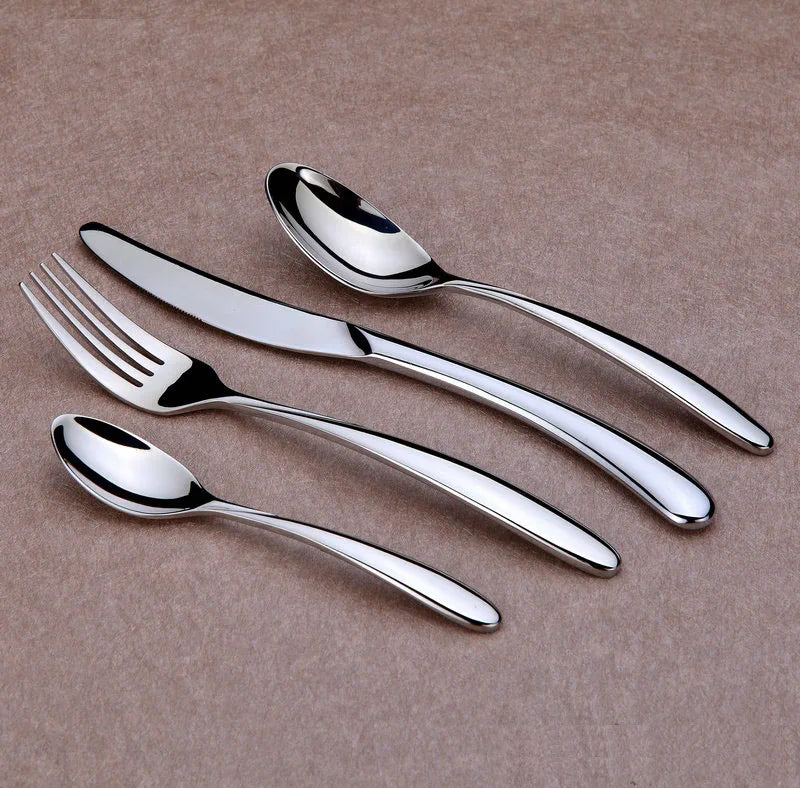 Nordic Luxury Eco Friendly Sustainable Heavy Duty Stainless Steel Mirror Polish Customizable Dinner Cutlery Set Forks Spoons 