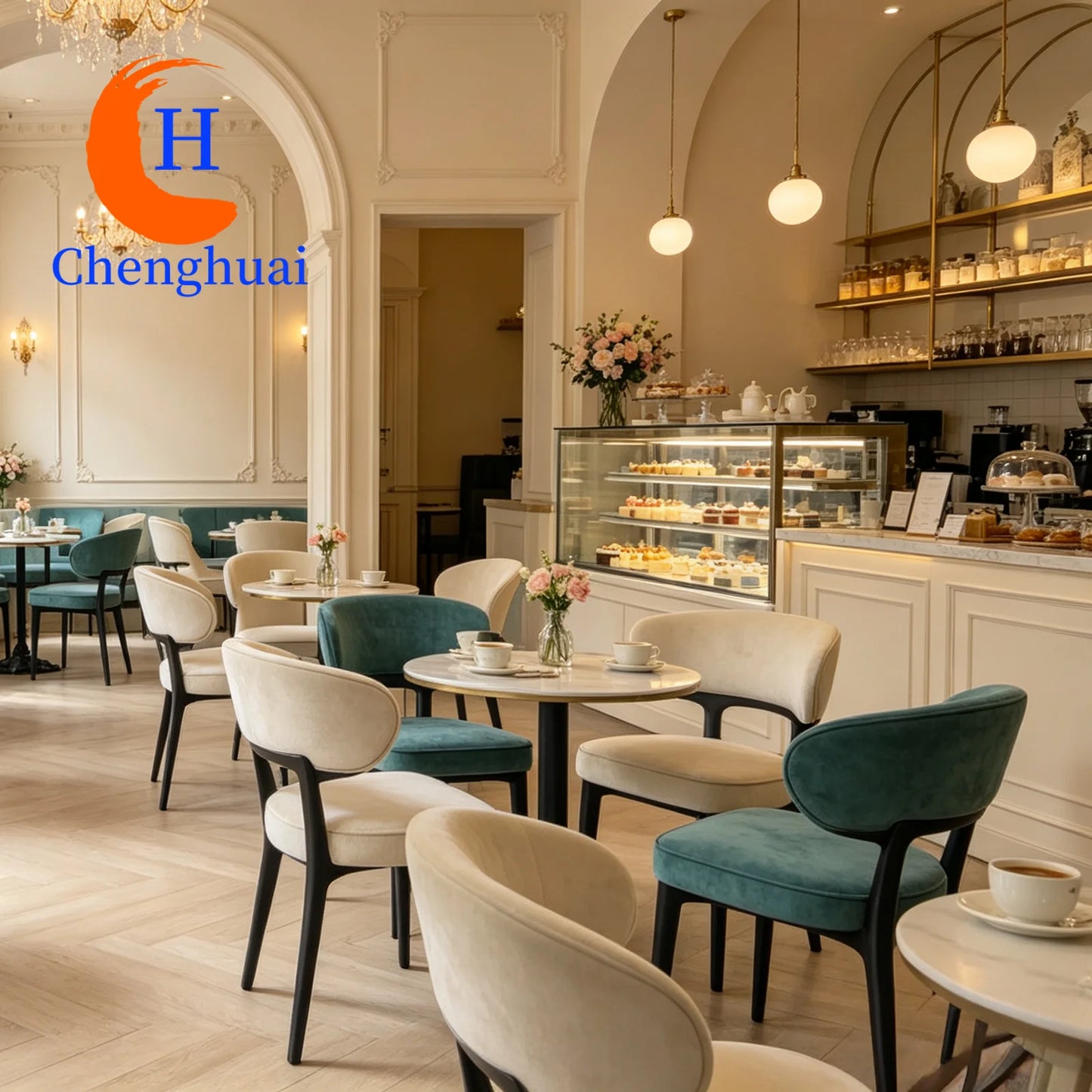 Cashmere PU Upholstered No Handrails Modern Dining Chair for Hotel Restaurant
