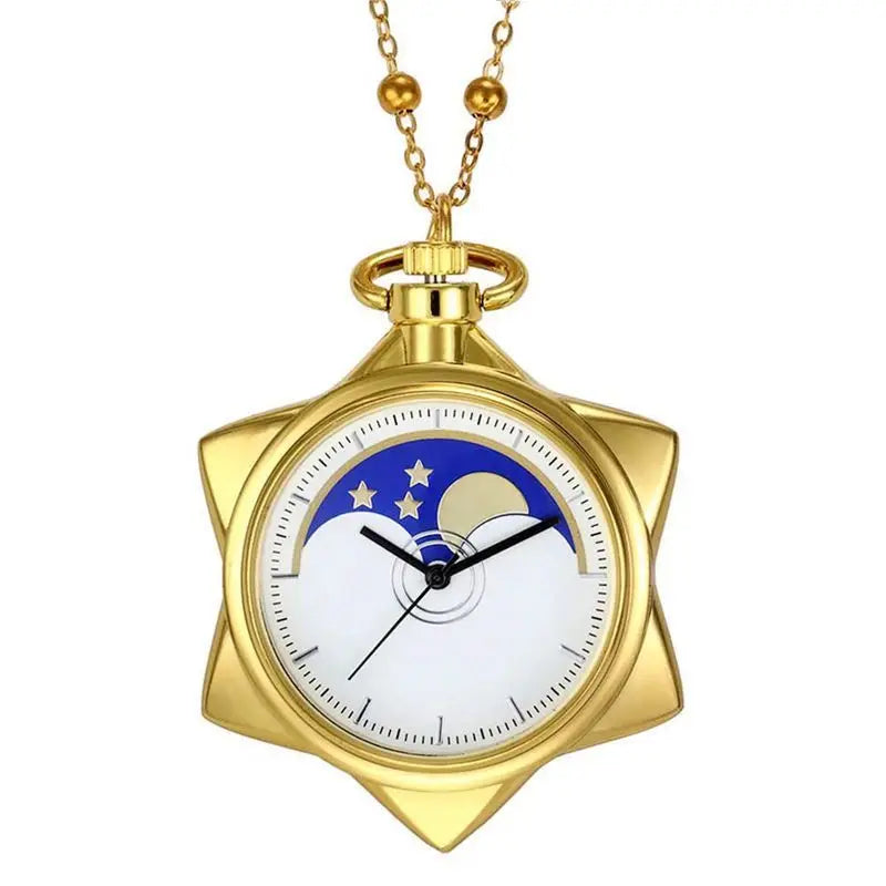 Japan Anime Cosplay Gift Girls Moon Clock Antique Pendant Chain Silver Quartz Pocket Watch With Necklace Charm
