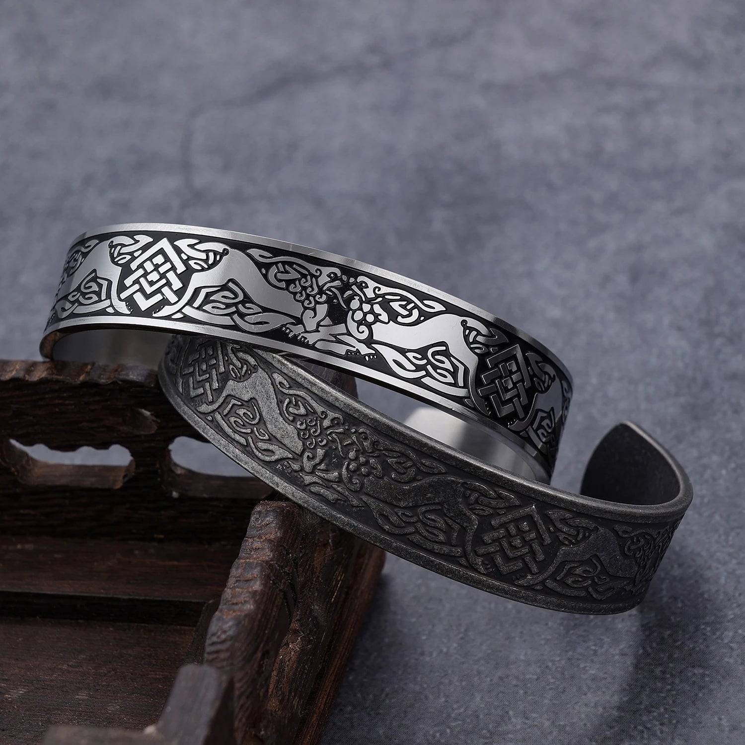 Stainless Steel Adjustable Nordic Wristband Viking Totem Bangle Norse  Scandinavian Viking Animal Wolf Bear Open Cuff Bracele