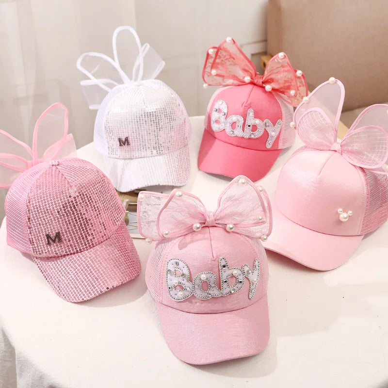 Summer Breathable Mesh Sunshade Baseball Cap Sun Hat Sunscreen Princess Style Stage Performance Hats for Girl