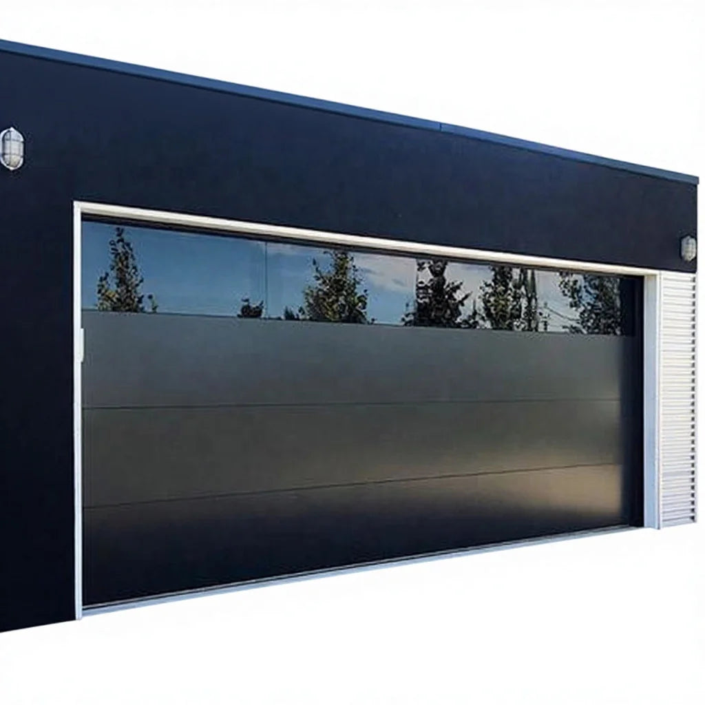 0.4mm Steel-Foaming-Steel Sandwich Polymer Automatic Sectional Panel Garage Door Tempered Overhead Window Motorized Hardware