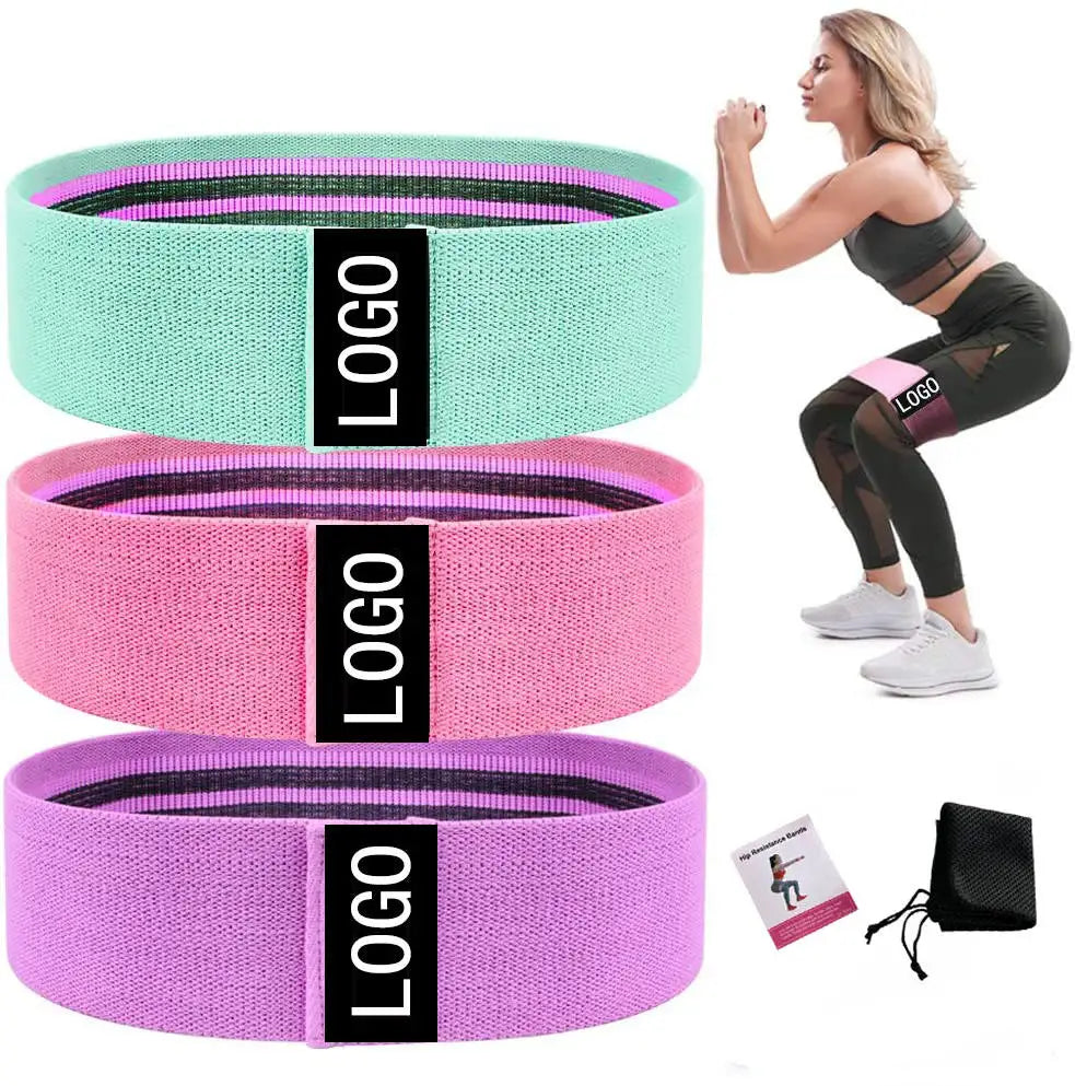 Exercise Loop Bands Fitness Polyester Cotton Ankles Wrapped Heavy Fabric Elastic Custom Hip Band Yoga Resistance Band