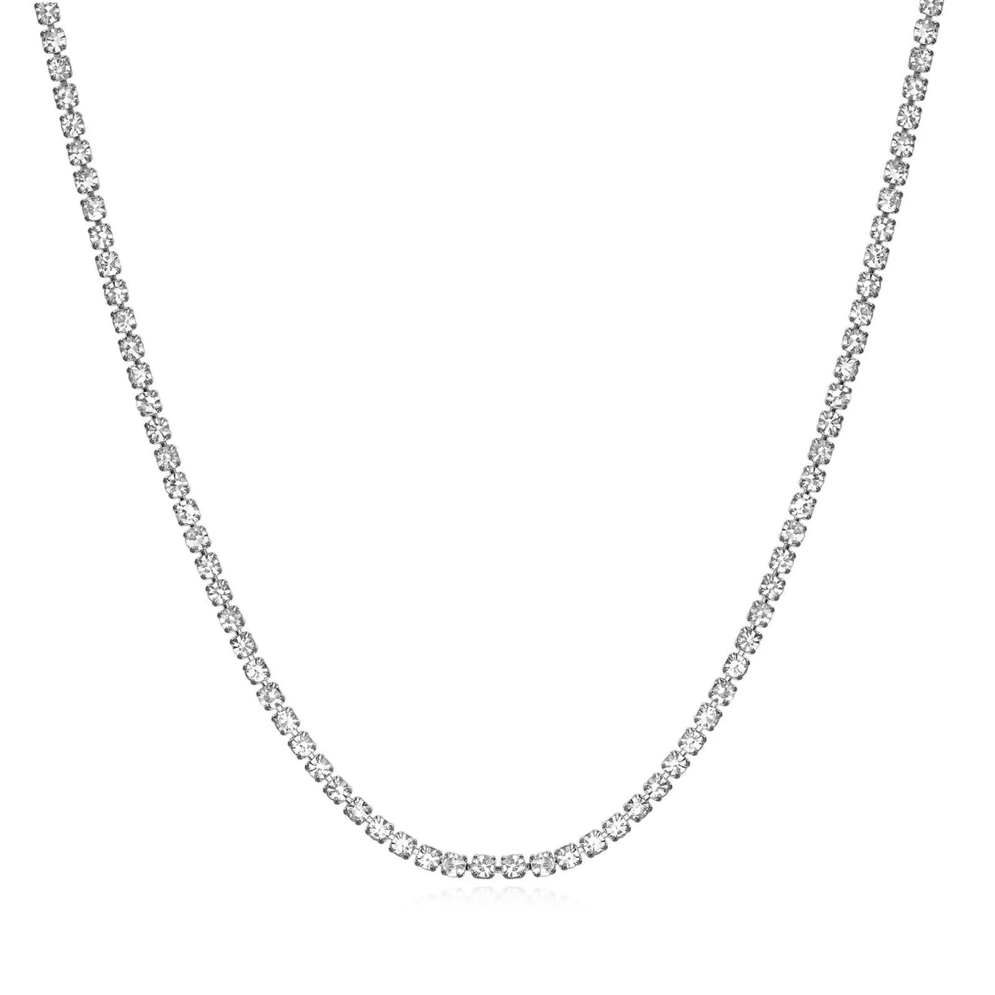 Fashion Stainless Steel Zircon Tennis Necklace Jewelry Women