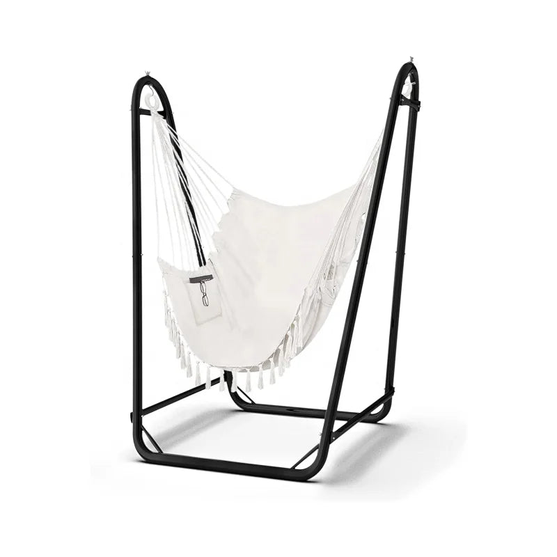 WOQI Popular Hanging Hammock Chair Swing Indoor or Outdoor with Foldable Steel Frame for Garden for Camping & Hiking