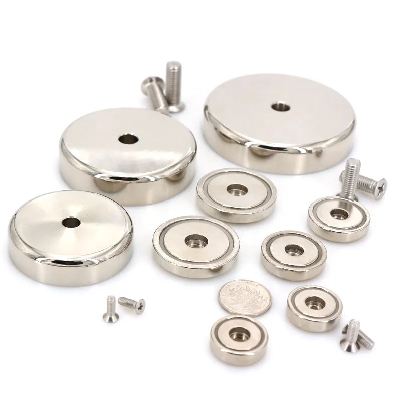 Strong NdFeB  Permanent Neodymium Pot Magnet Mounting Fastener with Straight Bore