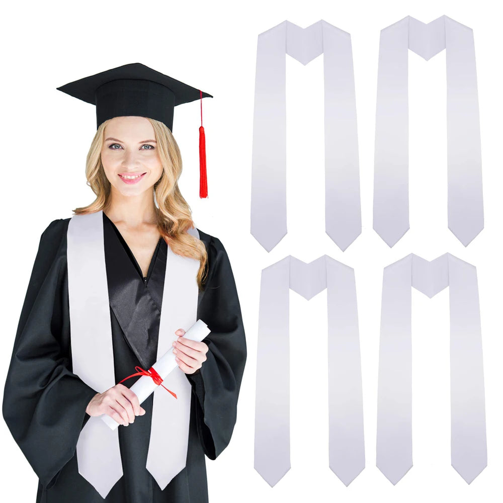 Wholesale Modern Plain White Adult Graduation Stole Sublimation Blanks 72 Inches Polyester Graduation Sash