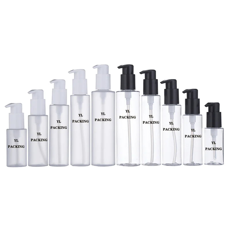 Stock Empty 50ml-200ml Plastic Frosted Transparent for Clear Body Lotion & Cosmetic Oil Bottles Black White Pump for Skin Car