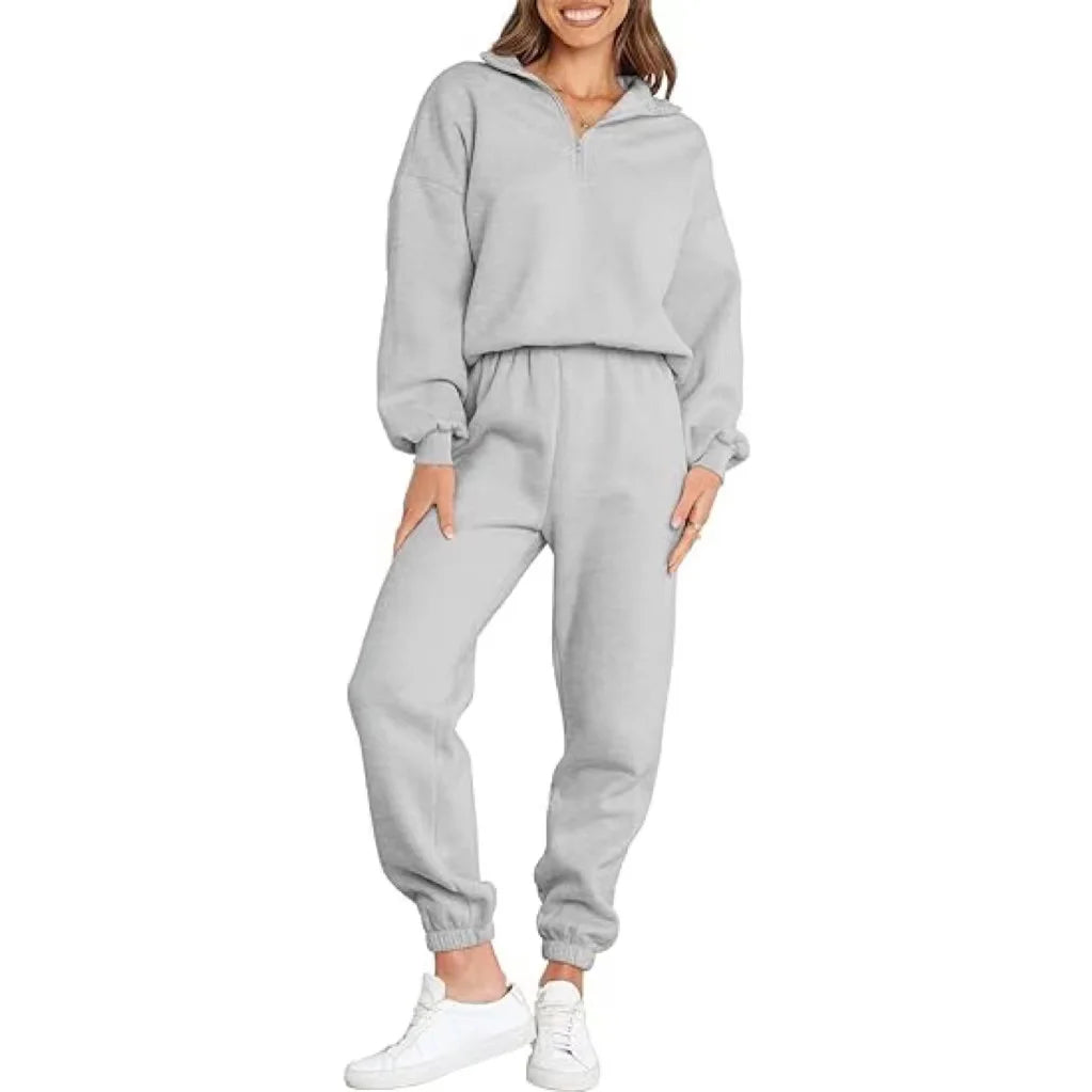 Women's Oversized Long Sleeve Lounge Sets Casual Top and Pants 2 Piece Outfits Sweatsuit With Pockets