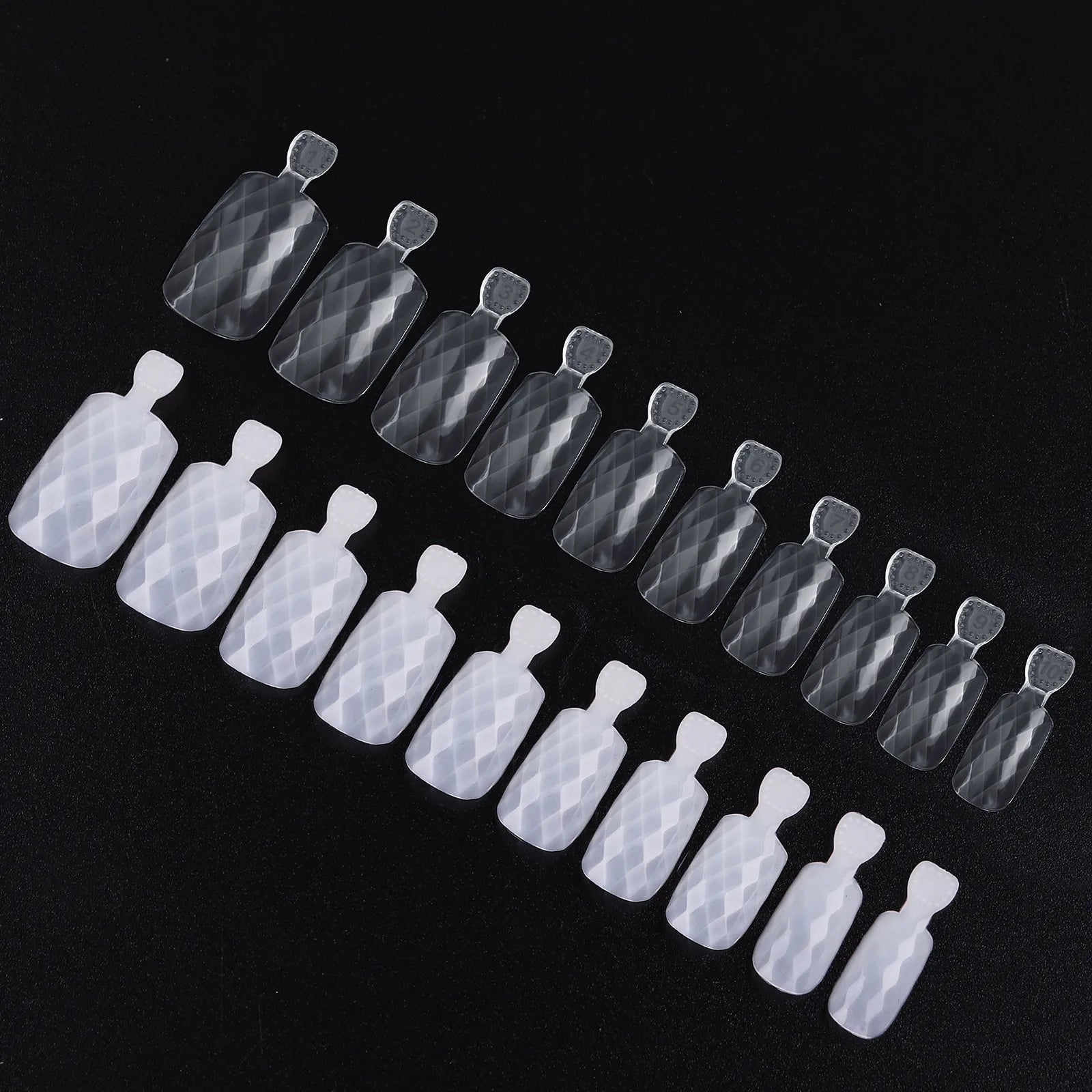 500pcs Rhombus Surface Artificial Finger Nails False Nail Tips Clear Natural Color Full Cover Nail Tip