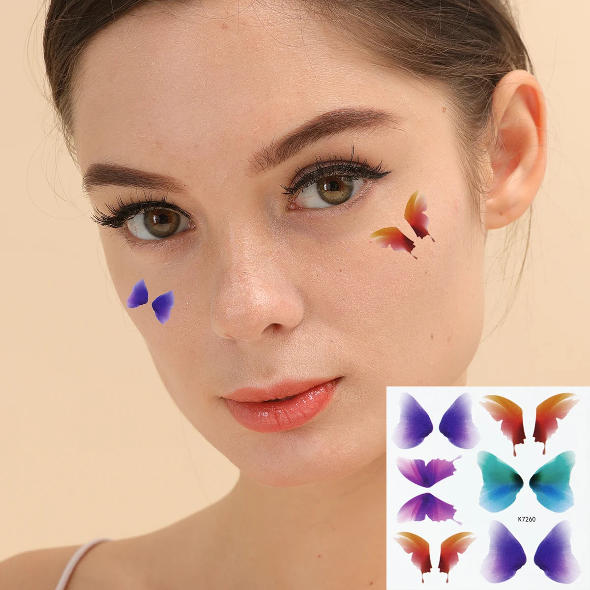 Five & Ten GMPC/Sedex/ISO/EUDR Watercolor Butterfly Tattoo Sticker 2D Color Hand Back Chest Sticker Body Art Face Tattoo Stic