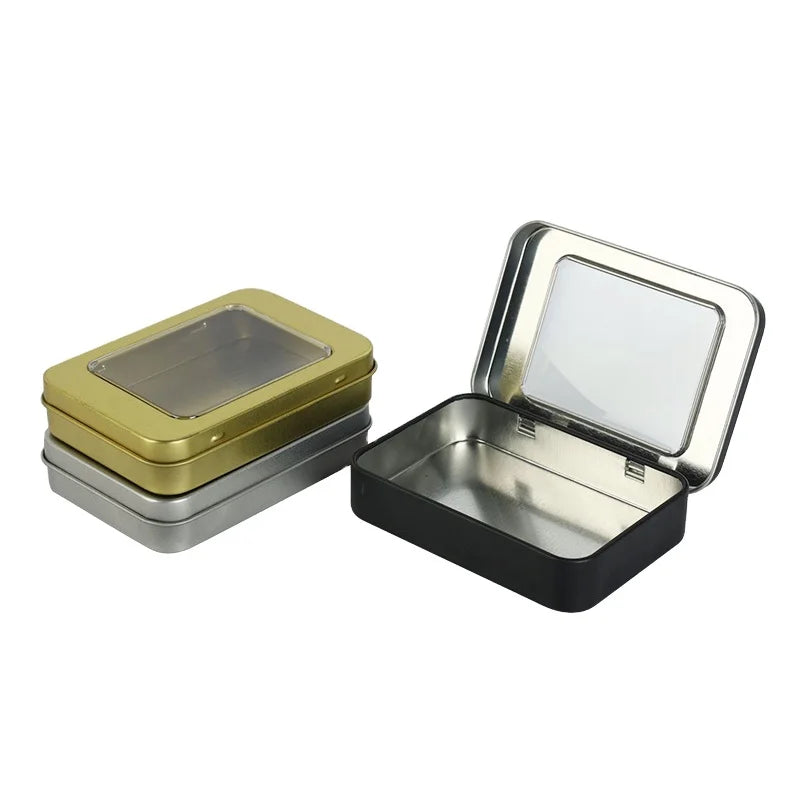 Eco-friendly Silver Gold Black Square Candle Making Storage Jar Vintage Flip Tin Case Custom Printed Silk Screen Printed Meta