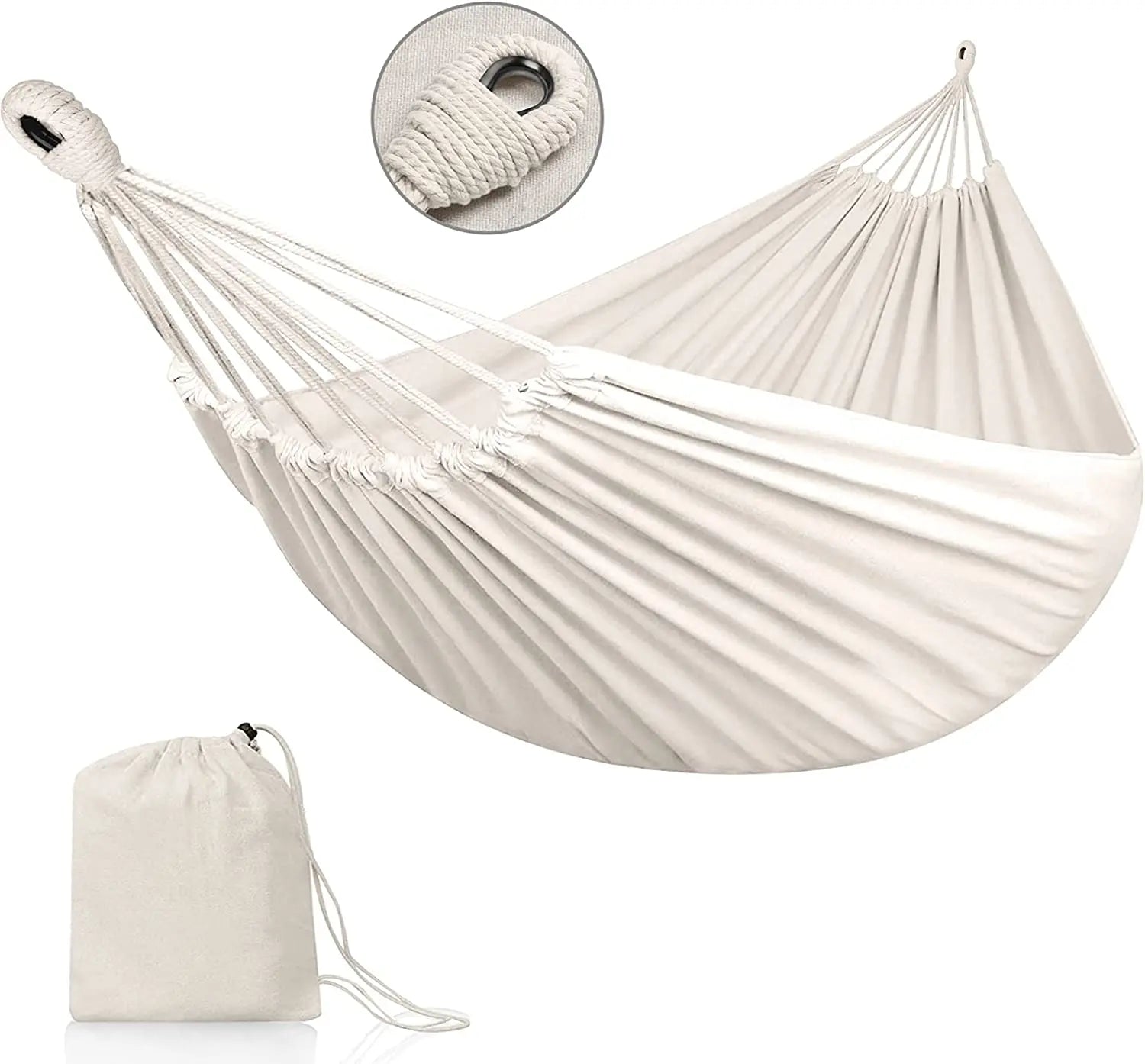Woqi Quick Dry Double Hammock With Folding Curved Spreader Bar 2 Person Portable Hammock for Patio Camping Pool Side