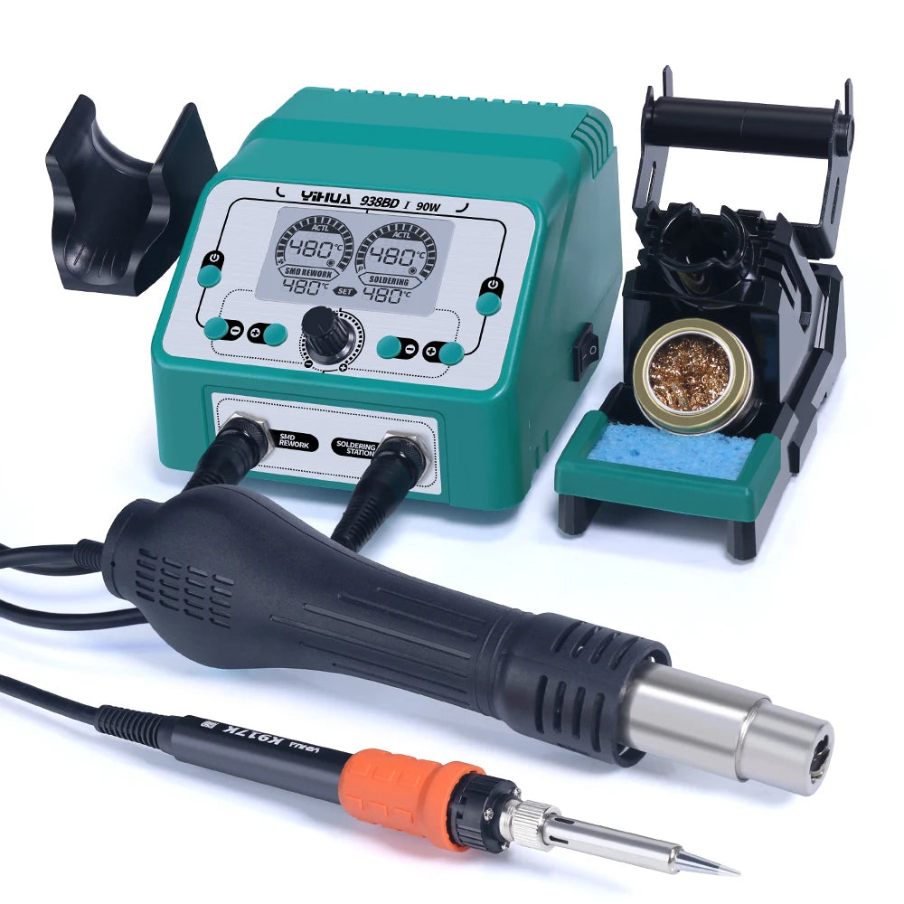YIHUA 938BD-I 2in 1 Soldering Iron Hot air Gun Welding Repair Tools Mobile Phone Laptop Repair  SMD BGA Rework Soldering Stat