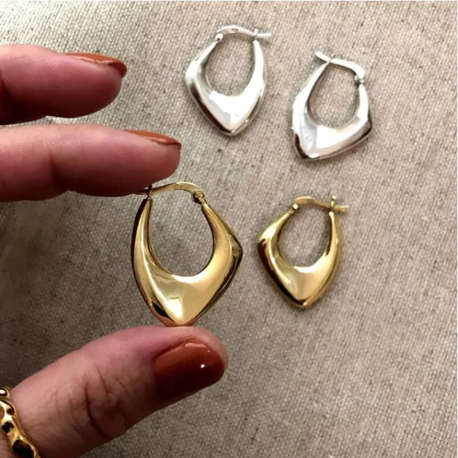 CAOSHI Geometric Metal Hoop Earrings for Women Gold Color/Silver Color Fashion Lady's Daily Wear Versatile Jewelry Earrings