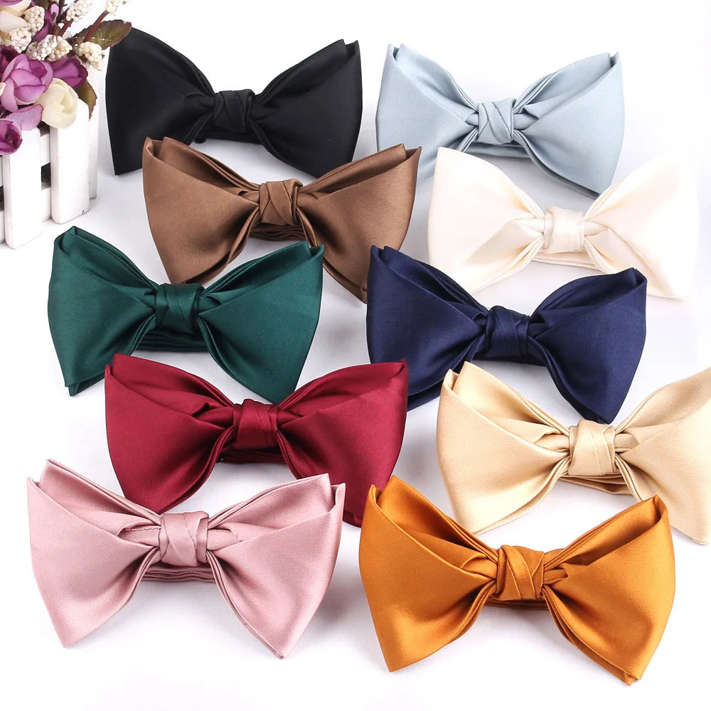Solid Plain White Coffe Brown Bow Tie for Wedding Black Bowtie for Men