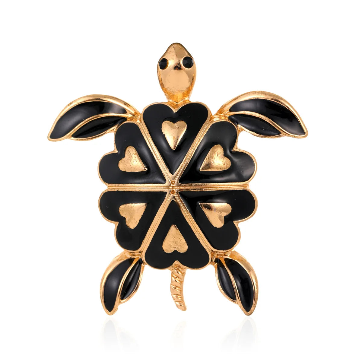 DRAL1157 Wholesale Alloy Drop Oil Heart Black Turtle Brooch Niche Design Jewelry