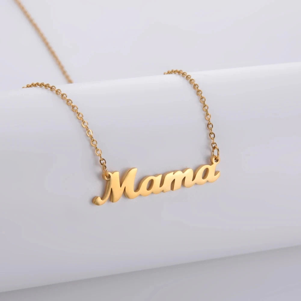 Mama Letter Flower Pendant Necklaces for Women Stainless Steel Charms Choker Chain Jewelry Mother's Day Gifts Wholesale