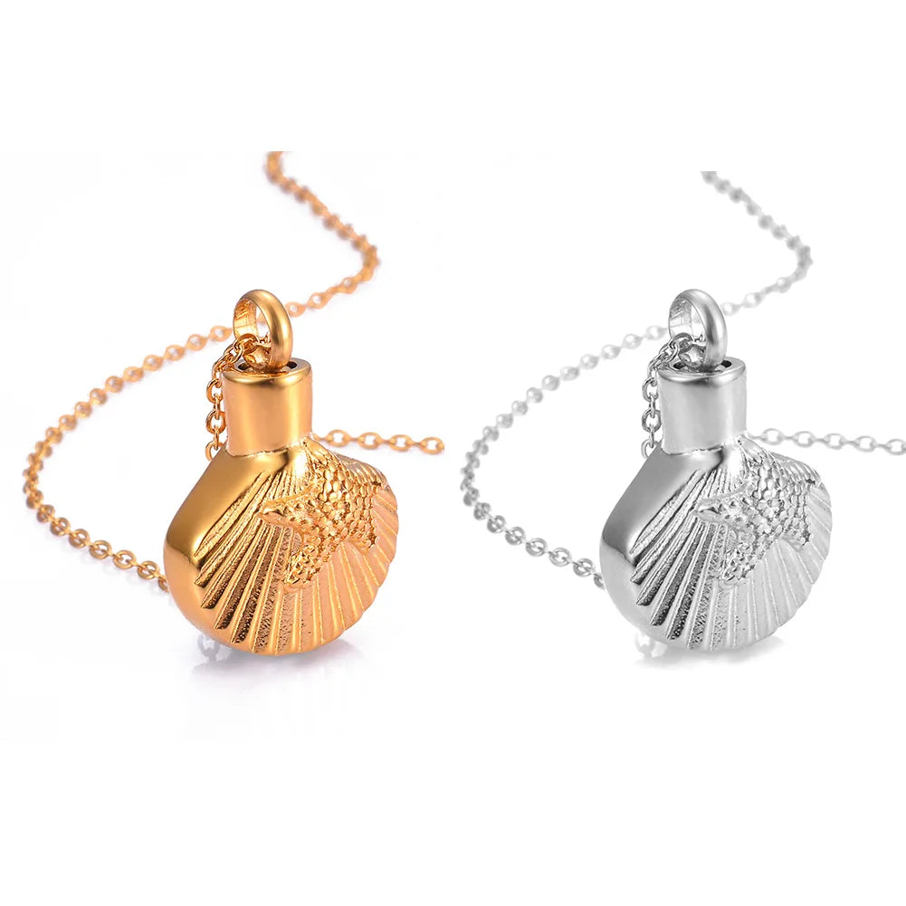 Openable Ashes Memorial Necklace Stainless Steel Shell Starfish Pendant Cremation Urn Pendant  Sublimation Necklace