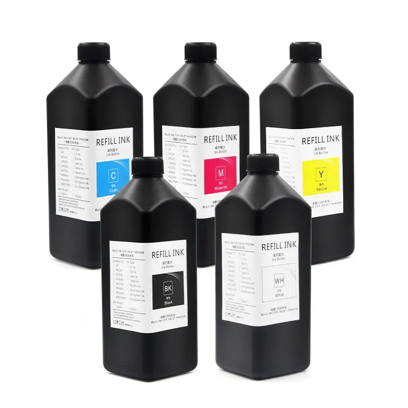 Ocbestjet 1000ml Hard Soft LED UV Ink Cmykwv Ploter A3 for Epson I3200 XP600 TX800 L805 1390 UV Printer Ink UV
