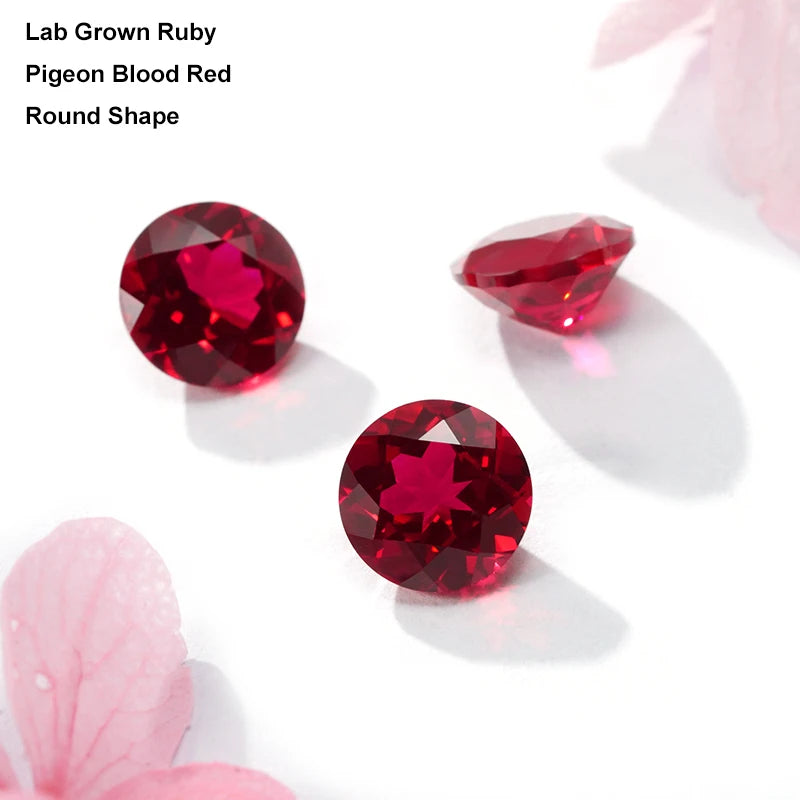 Starsgem Pigeon Blood Red Color Lab Grown Ruby Round Shape Red Ruby Color Lab Gemstone