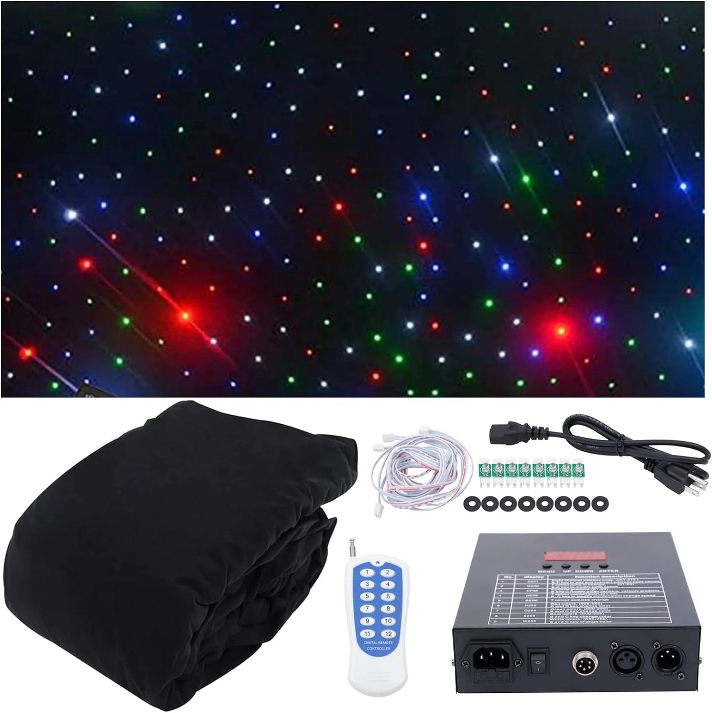 LED Star Curtain for Christmas Wedding Indoor Fireproof  Velvet Fabric Blue&white LED Star Curtain Backdrop Ceiling Effect
