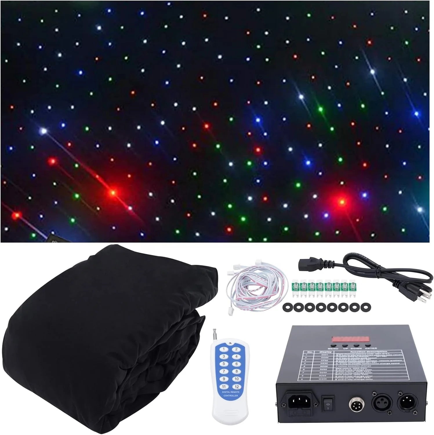 LED Star Curtain for Christmas Wedding Indoor Fireproof  Velvet Fabric Blue&white LED Star Curtain Backdrop Ceiling Effect
