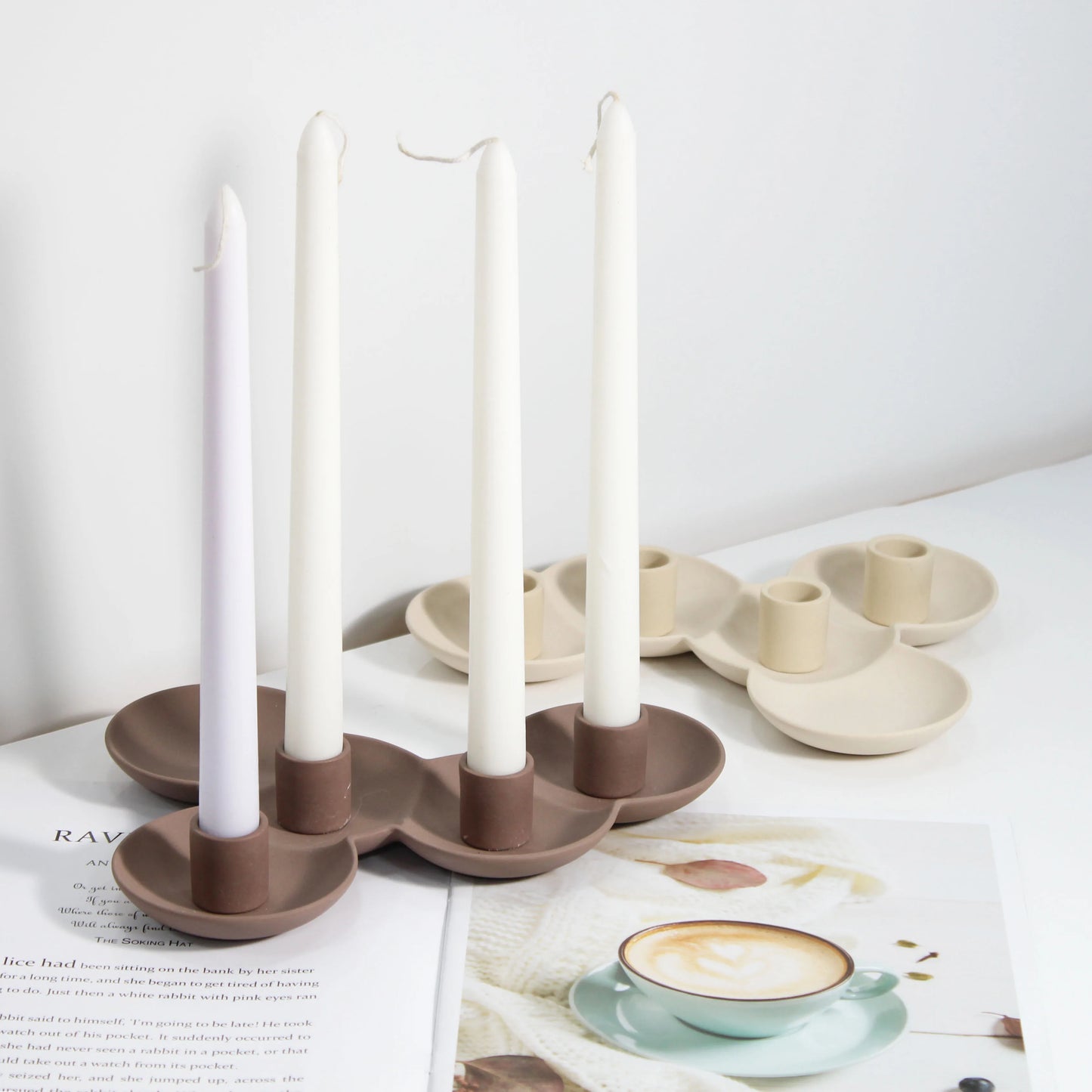YBH Luxury Nordic Modern Taper Ceramic Candle Holder Eco-Friendly Matt Surface Customizable Colors Logo Home Decor Wedding