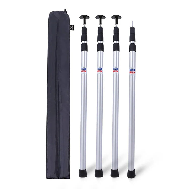 Factory Prices Strong Loaded Adjustable Aluminum Tube Flexible Telescopic Extension Tarp Tent Pole