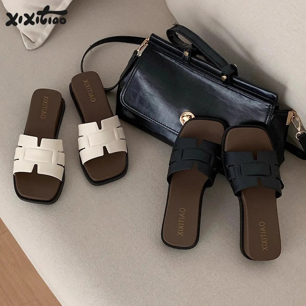 XIXITIAO 2025 Cheap High Fashion Sandals Shoes Summer Girls Women Wholesale Luxury Flat Sandals for Women and Ladies
