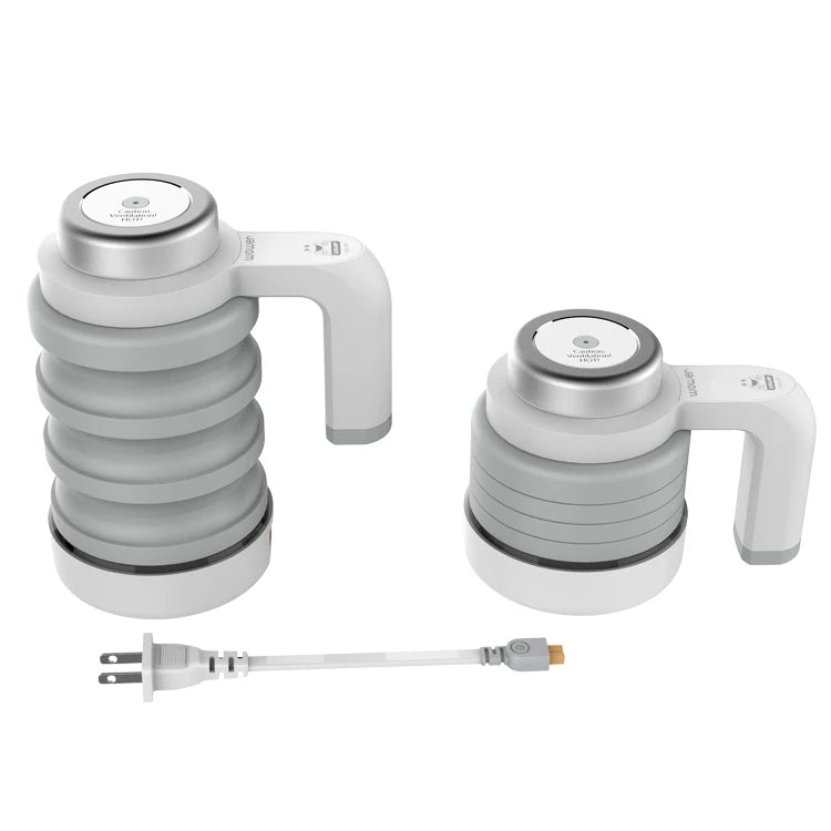 12V Foldable Electric Kettle for Car 550ml Food Grade Silicone Collapsible Kettle with LED Temperature Display