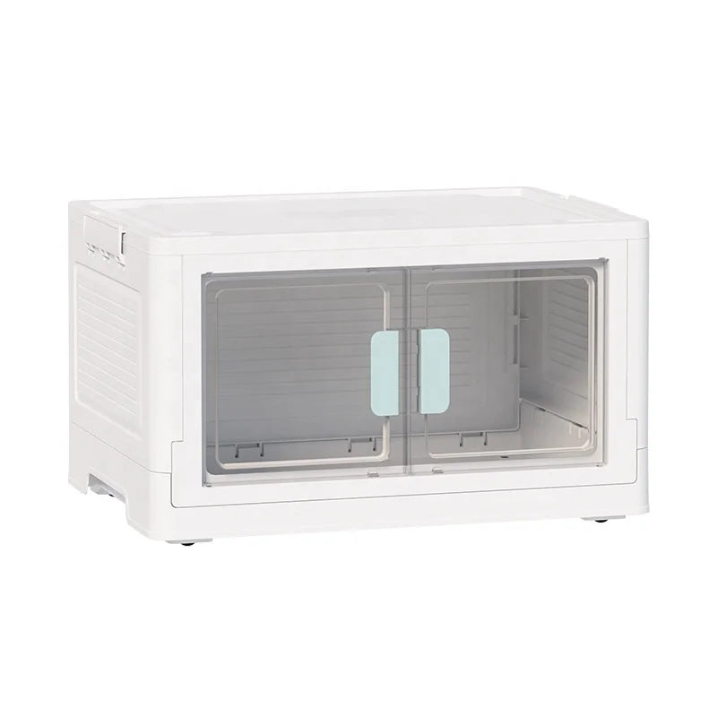 Clear Visual Foldable Multifunctional Plastic Storage Cabinet for Book Snacks Clothing with Wheels for Miscellaneous Storage