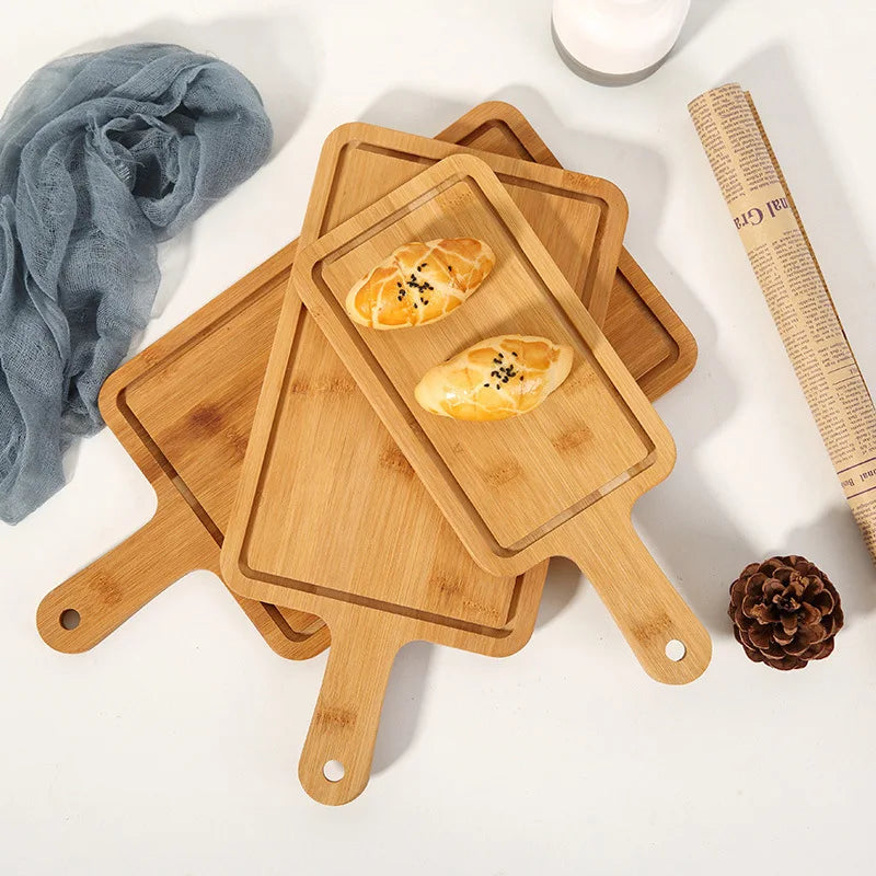 Wholesale Western Food Dinner Platter Wood Bamboo Pizza Chopping Block Tray Baking Bread Steak Household Fruit Cutting Board