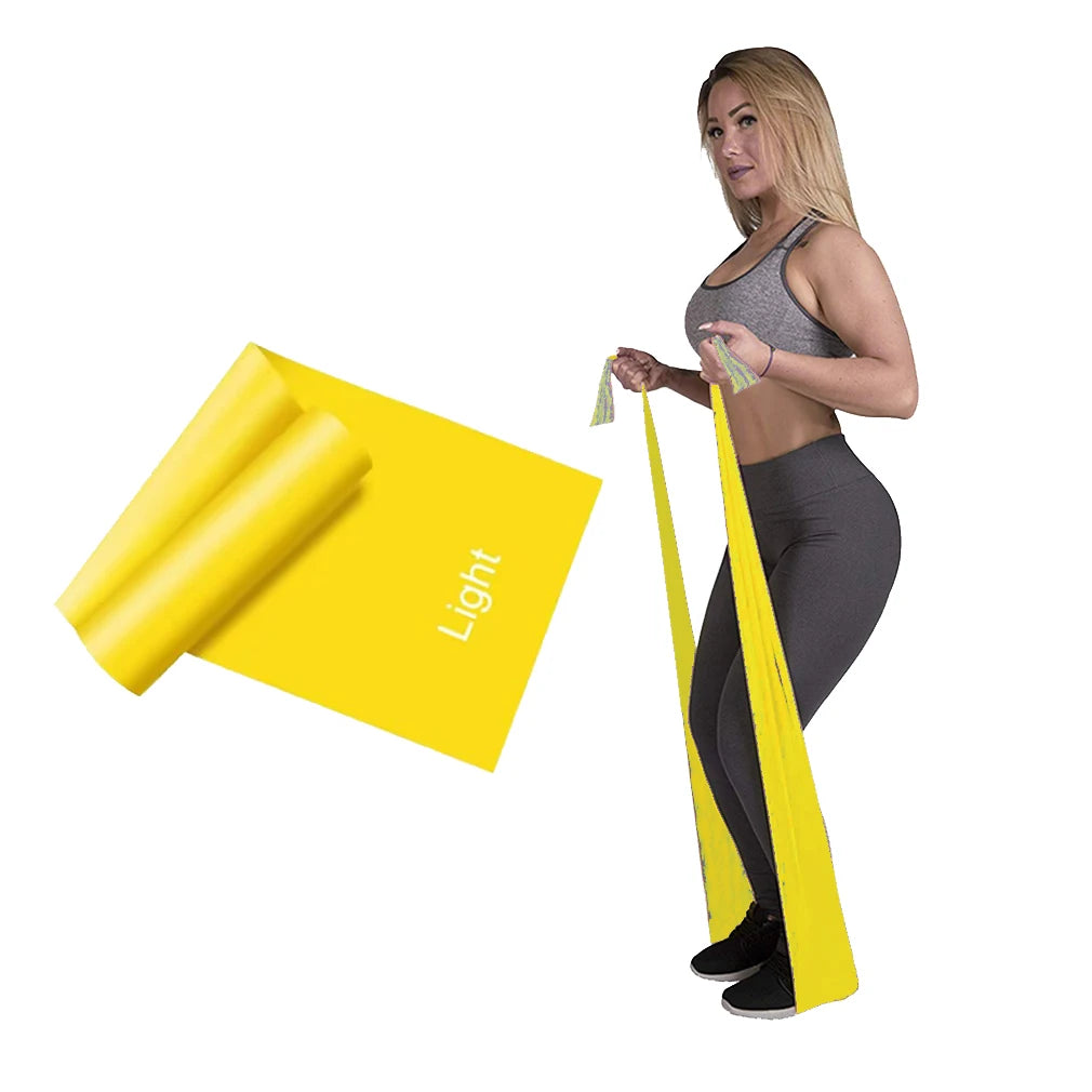 Yellow TPE Strips Exercise Band Physiotherapy Strength Training Yoga Pilates Stretching Elastic Resistance for Home Gym Worko