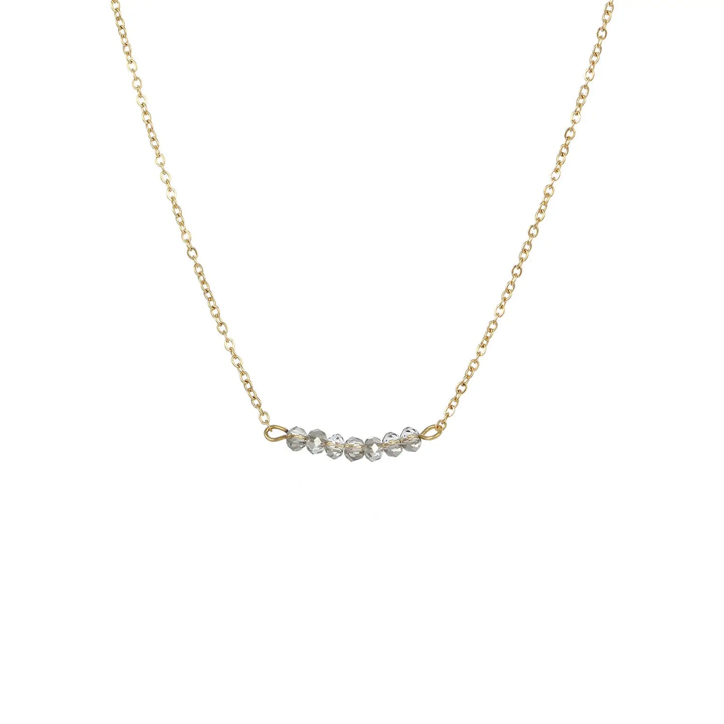 Fashion Bohemian Geometric Link Chain Necklace 316L Stainless Steel Crystal Jewelry for Women 18K Gold Plated Anniversary